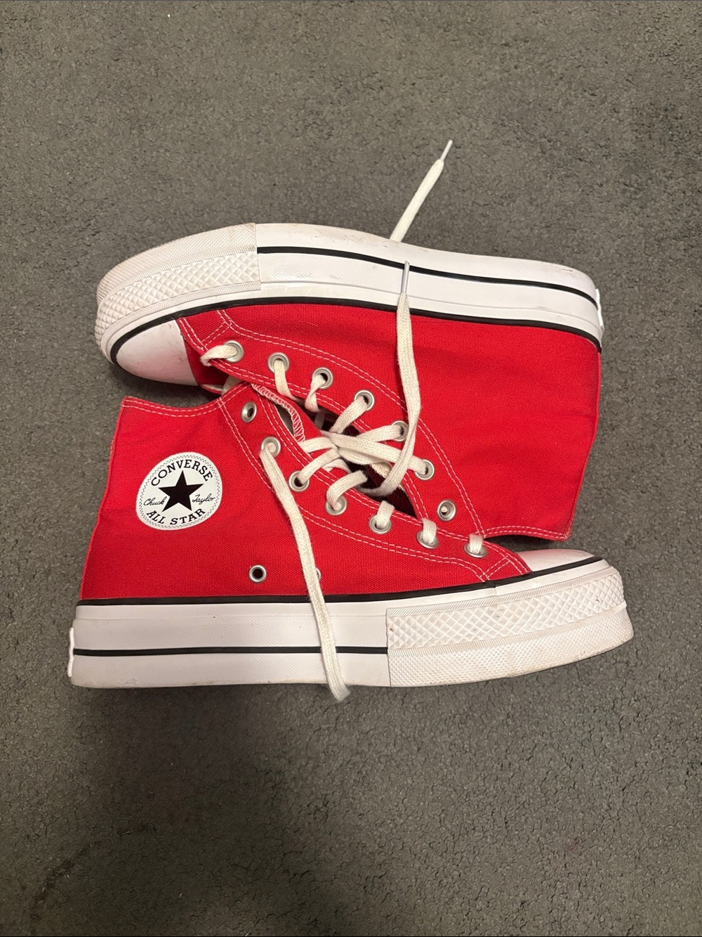 Converse Red Platform High Top Canvas Sneakers